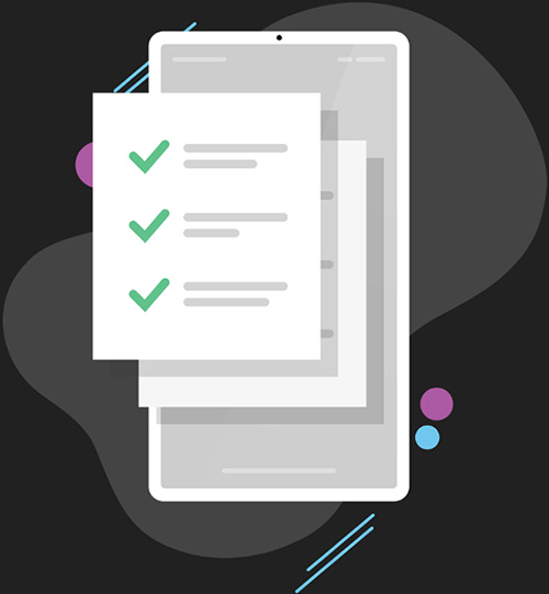 Checklist over mobile device icon