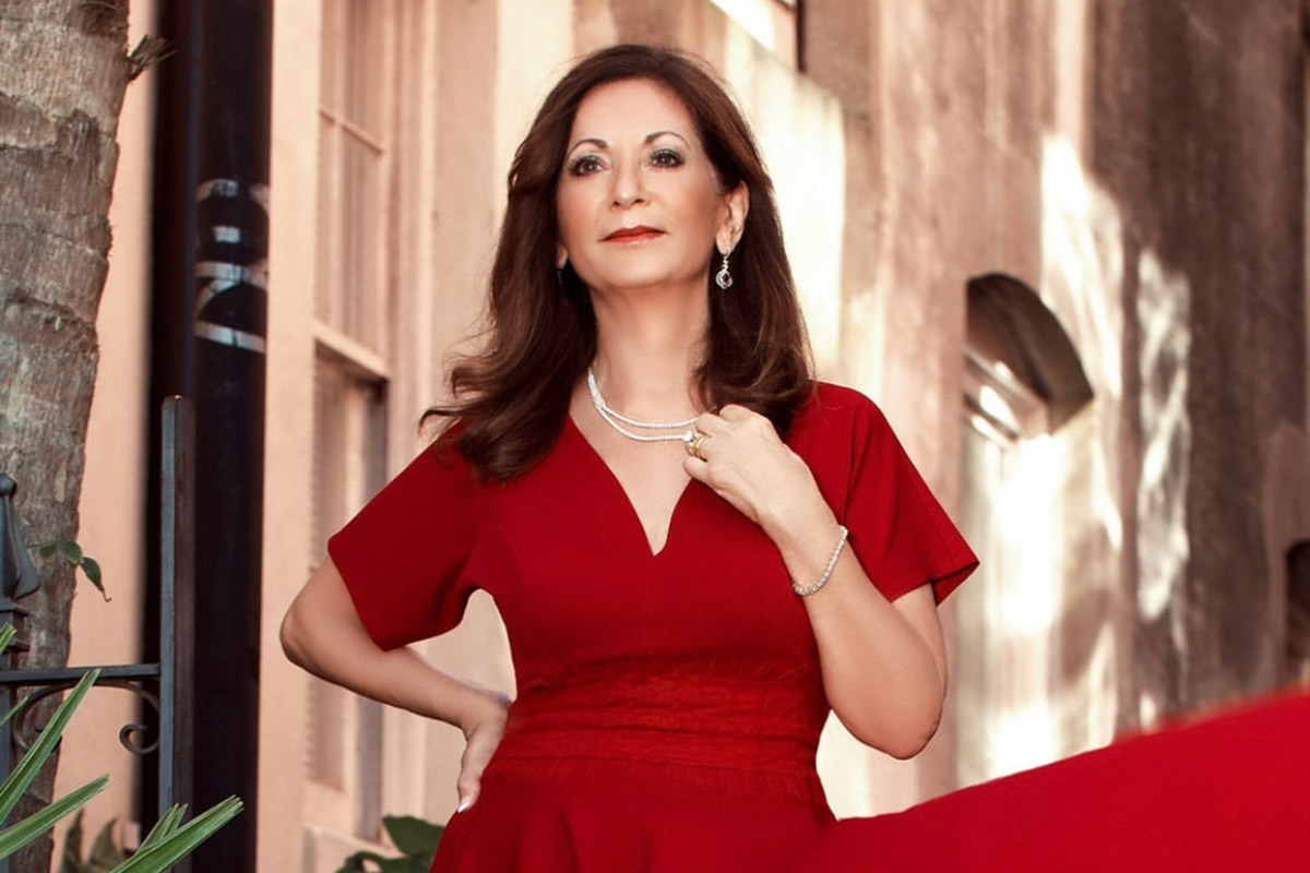 Woman in red dress, lifestyle photo